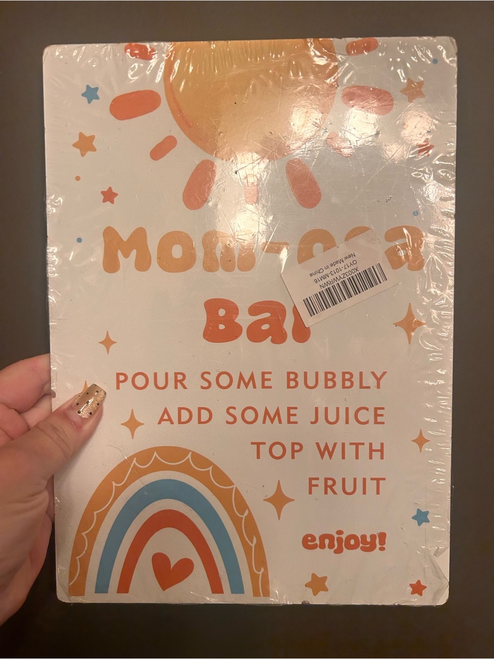 Mom-osa Bar Wall Art Sign - Peach, Blue & Cream